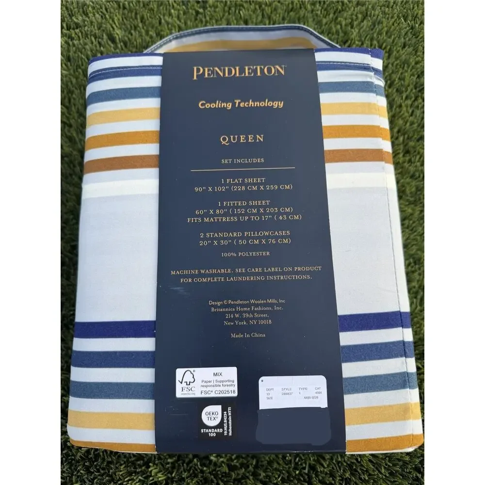 Pendleton Queen Sheet Set Westland Stripe Cooling Multi Color 4pc NEW